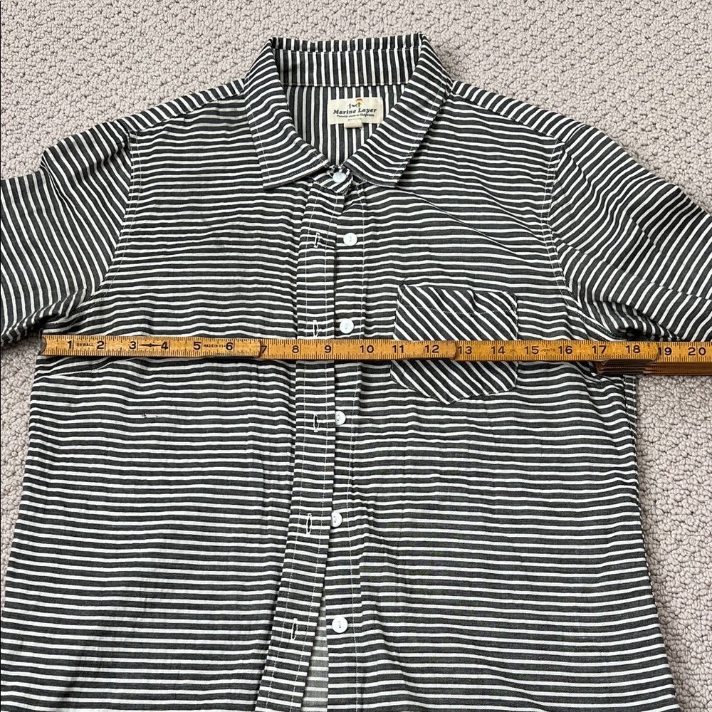 Marine Layer Black and White Striped Button-Down Shirt - Picture 3 of 4